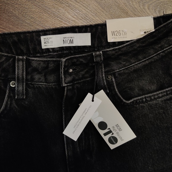 NWT Top Shop Moto Mom Jeans in washed black W26L32 - Picture 7 of 13